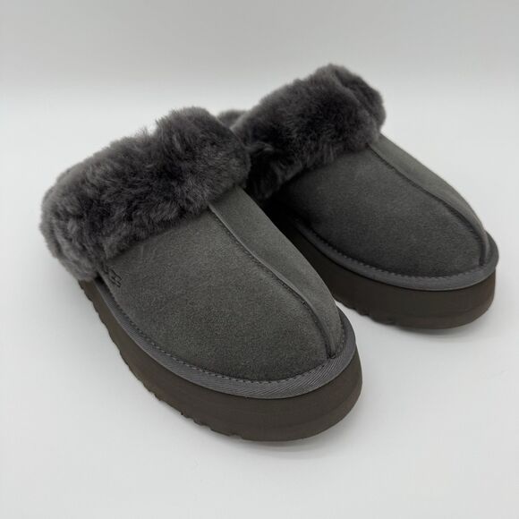 NEW‎ Ugg Women’s Disquette Slippers Charcoal Sizes 8 1122550 - Picture 1 of 9